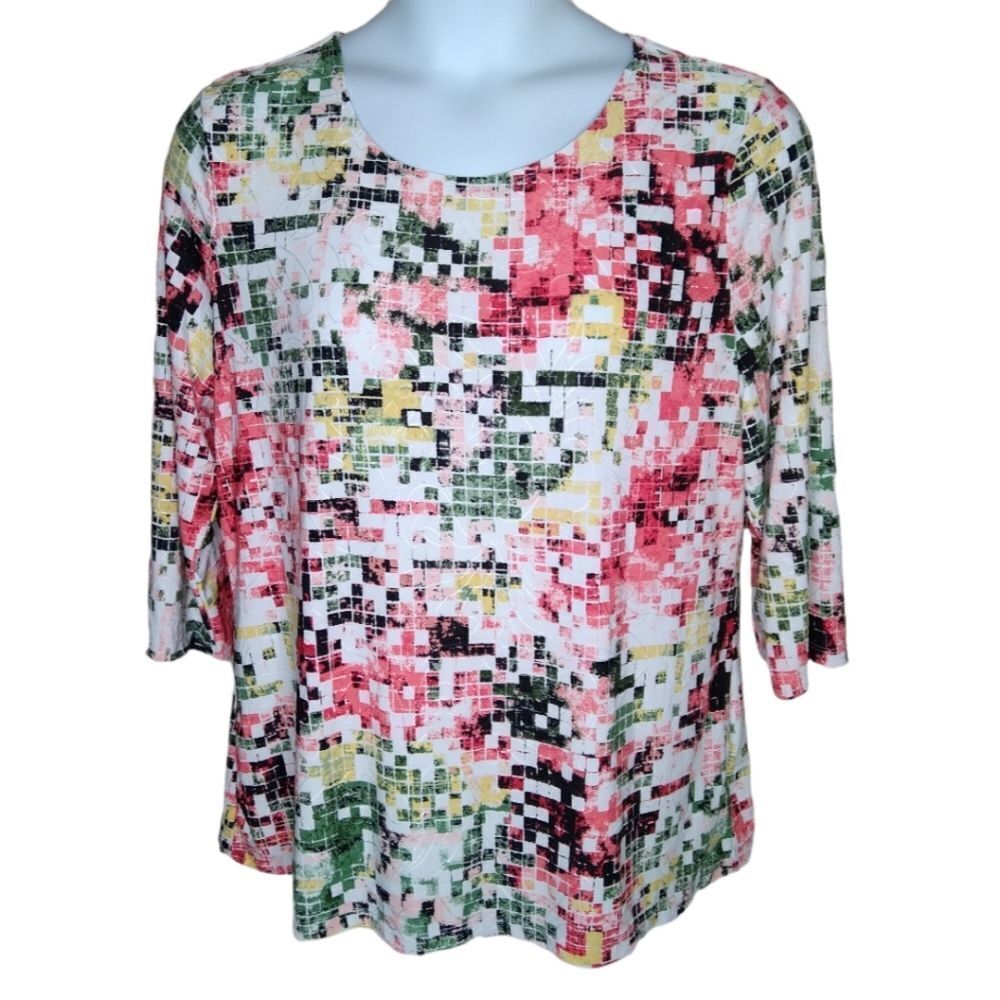 JM Collection Top Colorful Textured XXL - Picture 2 of 8